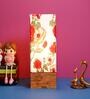Ohagun Red & White Fabric Shade Table Lamp With Wood Base