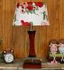 Lecce Red Fabric Shade Night Lamp With Wood Base