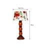 Colonial Red Fabric Shade Night Lamp With Wood Base