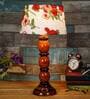 Colonial Red Fabric Shade Night Lamp With Wood Base