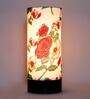 Demis Red Fabric Shade Table Lamp With Wood Base