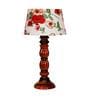 Manderley Red Fabric Shade Night Lamp With Wood Base