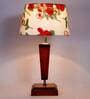 Messina Red Fabric Shade Night Lamp With Wood Base
