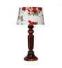 Timaru Red Fabric Shade Night Lamp With Wood Base