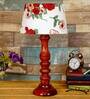 Euclid Red Fabric Shade Night Lamp With Wood Base