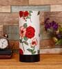 Demis Red Fabric Shade Table Lamp With Wood Base