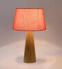 Elvis Red Fabric Shade Night Lamp With Wood Base