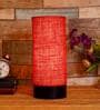 Bow Red Natural Fiber Shade Table Lamp With Wood Base