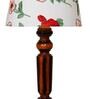 Timaru Red Fabric Shade Night Lamp With Wood Base