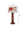Manderley Red Fabric Shade Night Lamp With Wood Base