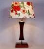 Lecce Red Fabric Shade Night Lamp With Wood Base
