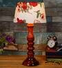 Euclid Red Fabric Shade Night Lamp With Wood Base