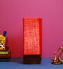 Mabel Red Natural Fiber Shade Table Lamp With Wood Base