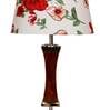 Lecce Red Fabric Shade Night Lamp With Wood Base