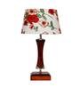 Lecce Red Fabric Shade Night Lamp With Wood Base