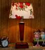 Messina Red Fabric Shade Night Lamp With Wood Base