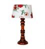 Marsden Red Fabric Shade Night Lamp With Wood Base