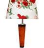 Messina Red Fabric Shade Night Lamp With Wood Base