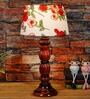 Manderley Red Fabric Shade Night Lamp With Wood Base