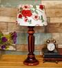 Timaru Red Fabric Shade Night Lamp With Wood Base