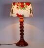 Vicenza Red Fabric Shade Night Lamp With Wood Base