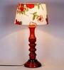 Euclid Red Fabric Shade Night Lamp With Wood Base