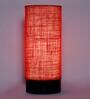 Bow Red Natural Fiber Shade Table Lamp With Wood Base