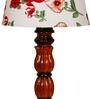 Manderley Red Fabric Shade Night Lamp With Wood Base