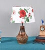 Blender Red Fabric Shade Night Lamp With Wood Base