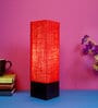 Hubert Red Natural Fiber Shade Table Lamp With Wood Base