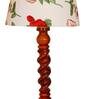 Vicenza Red Fabric Shade Night Lamp With Wood Base