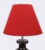 Colstrip Red Fabric Shade Night Lamp With Wood Base