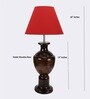 Colstrip Red Fabric Shade Night Lamp With Wood Base