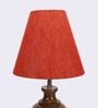 Danica Red Fabric Shade Night Lamp With Wood Base