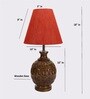 Danica Red Fabric Shade Night Lamp With Wood Base