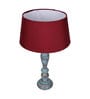 Red Shade Table Lamp With Wooden Base