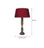 Red Shade Table Lamp With Wooden Base