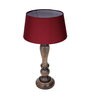 Red Shade Table Lamp With Wooden Base
