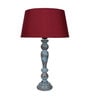 Red Shade Table Lamp With Wooden Base