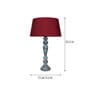 Red Shade Table Lamp With Wooden Base