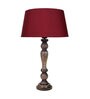 Red Shade Table Lamp With Wooden Base
