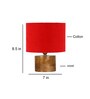 Red Shade Table Lamp With Wood Base