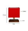 Red Shade Table Lamp With Wood Base