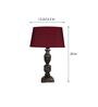 Red Shade Table Lamp With Wooden Base