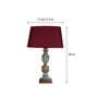 Red Shade Table Lamp With Wooden Base