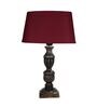 Red Shade Table Lamp With Wooden Base