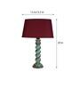 Red Shade Table Lamp With Wooden Base