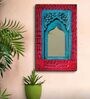 Red Shekhawati Jharokha Wooden Wall Mirror