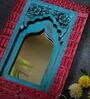 Red Shekhawati Jharokha Wooden Wall Mirror