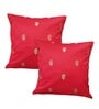 Red Silk blend Banarasi Chanderi Zari 16x16 inches Cushion Covers (Set of 2)